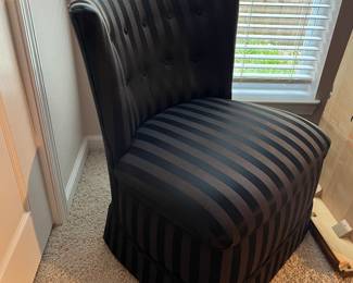 $95 - Upholstery black and brown chair - rounded back - like new condition.