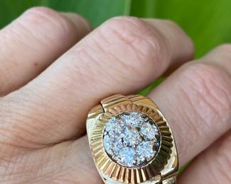 #70 - 14kt yellow gold Rolex style ring (1 ctw), 15.2 gr. Size 12 - $1000