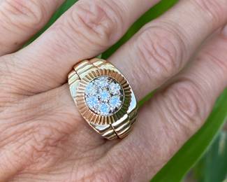 #70 - 14kt yellow gold Rolex style ring (1 ctw), 15.2 gr. Size 12 - $1000