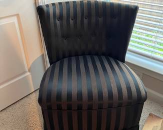$95 - Upholstery black and brown chair - rounded back - like new condition.