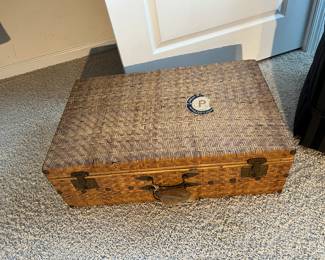 $44 - Wicker large vintage suitcase
