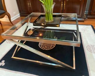 #5 - $200 Haverty's modern stainless steel 34"square x 17H