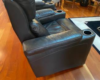 #2 -$280 EACH Chairs leather black automatic recliners 37Wx36Dx42T