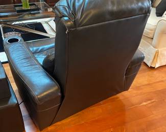 #2 -$280 EACH Chairs leather black automatic recliners 37Wx36Dx42T