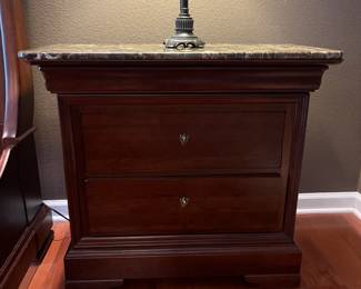 #36B - $300 Each. Haverty's Pennsylvania house set of two chest with granite top 34Wx17Dx30T with hidden drawers
