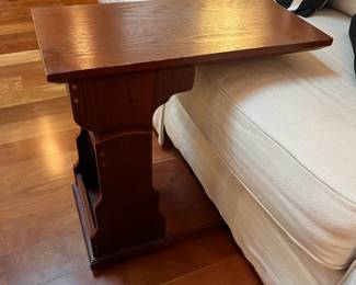 #45- $80 Mahogany side table adjustable for bed or seating