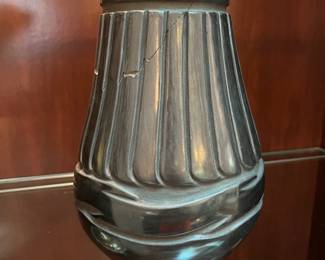 #41 - $100 New Mexico black pottery 6x9 signed Gilberto Olivas (b.1958) - lots of damages