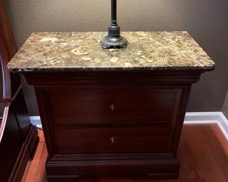 #36B - $300 Each. Haverty's Pennsylvania house set of two chest with granite top 34Wx17Dx30T with hidden drawers