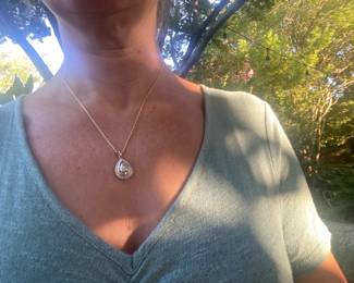 #65 - $650 - 1.2 ct diamond pendant on 10kt gold 3.grams with 18" rope chain 14kt 18" gold rope chain 2.7 gr.