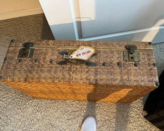 $44 - Wicker large vintage suitcase