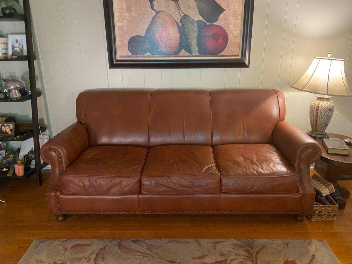Birch Lane  Genuine Leather sofa. 
Dimensions W 71”  D-41” - H- 36”