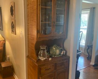 Kitchen storage console. 
Shelving, 2 drawers and shelving below. 
Handmade solid wood. 
H-79” w-30” D-18”
