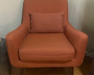 Mid-century side chair by Oxford. 
Perfect condition. Fabric
W-30” (from arm to arm) D-32” H-34 1/2”