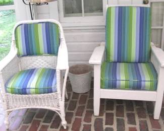 Scr Porch 3 Vintage Wicker chair and painted chair