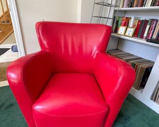 Red leather chair available for purchase 