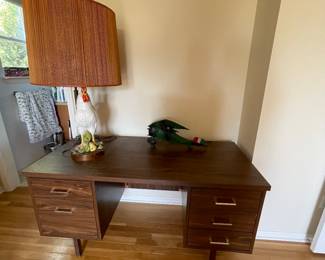 Desk and rooster lamp