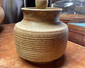 Cream/Brown Pottery Canister