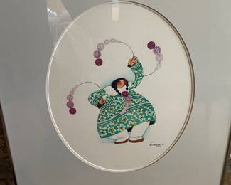  Matted Print of Eskimo Woman Yo-yoing by Barbara Lavallee