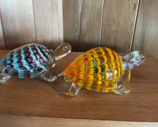 Two Murano Glass Turtle Figurines