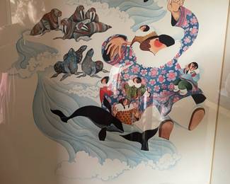 1982 Print "Eskimo Storyteller" by Barbara Lavallee