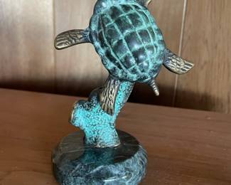Bronze & Marble Sea Turtle Figurine