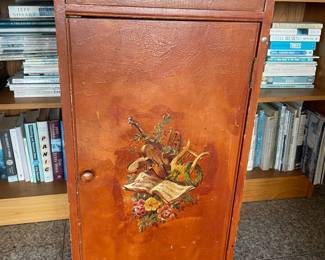  Hand Painted Red Storage Cabinet