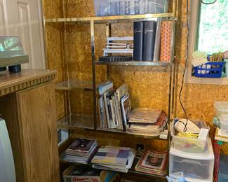 1970s brass finish and glass etagere