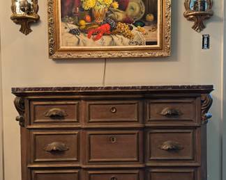Marble Top Bureau with Gold Wash