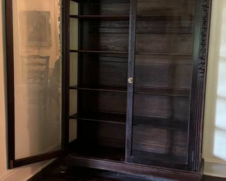 Hunter's Style Carved Display Cabinet