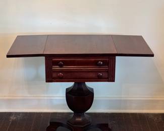 Antique Drop Leaf Pedestal/Side Table
