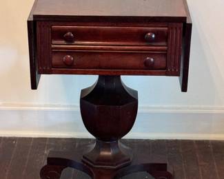 Antique Drop Leaf Pedestal/Side Table