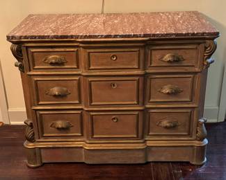 Marble Top Bureau with Gold Wash