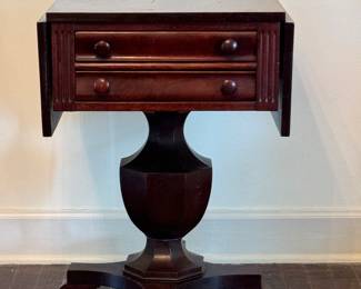 Antique Drop Leaf Pedestal/Side Table