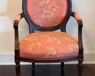 Louis XVI Style Floral Upholstered Parlour Chair