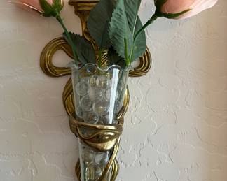 Brass Sconce Vases pair Pineapple Motif pair