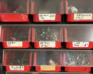 Assorted Nuts & Bolts in Tabletop Cabinet