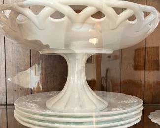 Milk Glass Pedestal Bowl