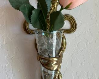 Brass Sconce Vases pair Pineapple Motif pair