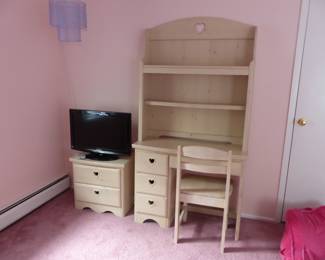 Desk, hutch, chair and night table