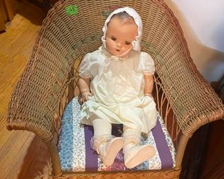 Wicker child/doll rocker