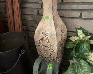 Jeans vase and tin vase