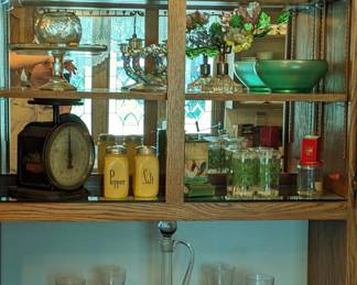 Three gold trimmed cake plates among other great vintage items.