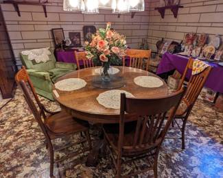Another fantastic  table and chairs, this one has a glass top. Measures 3' 8" X 2' 7" tall  $125. Found another chair!!! (6 total) Price changed to $150