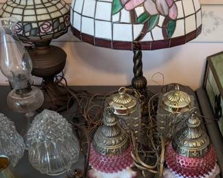 More beautiful stained glass, and vintage lighting.