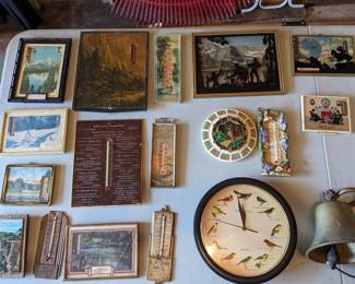 Vintage advertising thermometers.