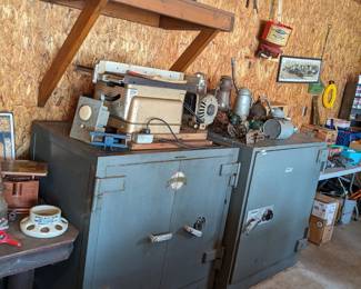 Two enormous safes.  Two door safe, Marvin, 2' 4" deep, 3' 6" tall 3' 4.5" wide.  One door safe, Mosler, 2' 7.5" deep, 3' 7" tall 3' 3.5" wide.  $50 each.