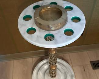 Art Deco Pool Que Holder and Ashtray with Marble and Brass Stand