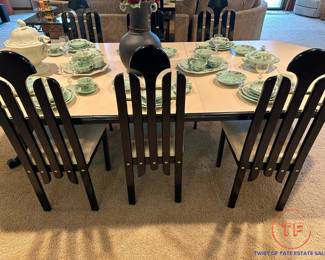 Vintage Italian Black Lacquer Dining Room Set