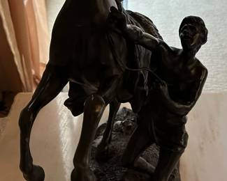 Bronzed Patina Horses of Marly Spelter Sculptures