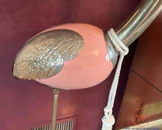 ANTONIO PAVIA Hollywood Regency Brass and Wood Flamingo Sculpture